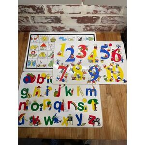 VTG Educational Learning PVC Placemats Boards Alphabet Numbers Shapes Toddler‎